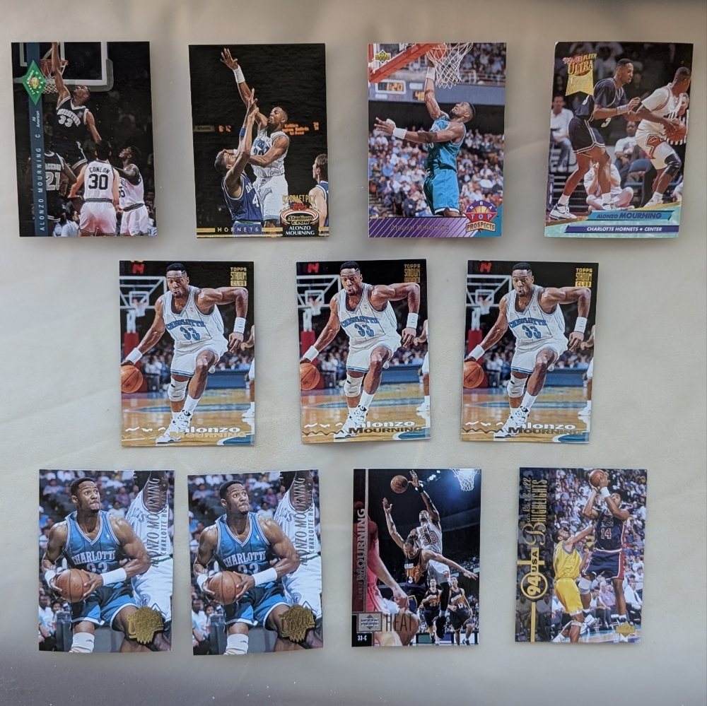 (11) Alonzo Mourning (4) Rookie Ultra Topps Stadium Club Upper Deck Classic Game